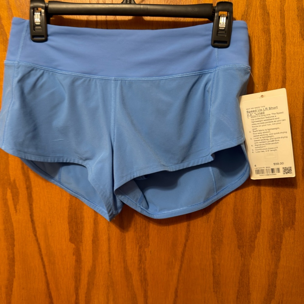 New Lululemon Speed Up LR Lined 2.5” Shorts Size 4 Light Blue - Picture 5 of 13